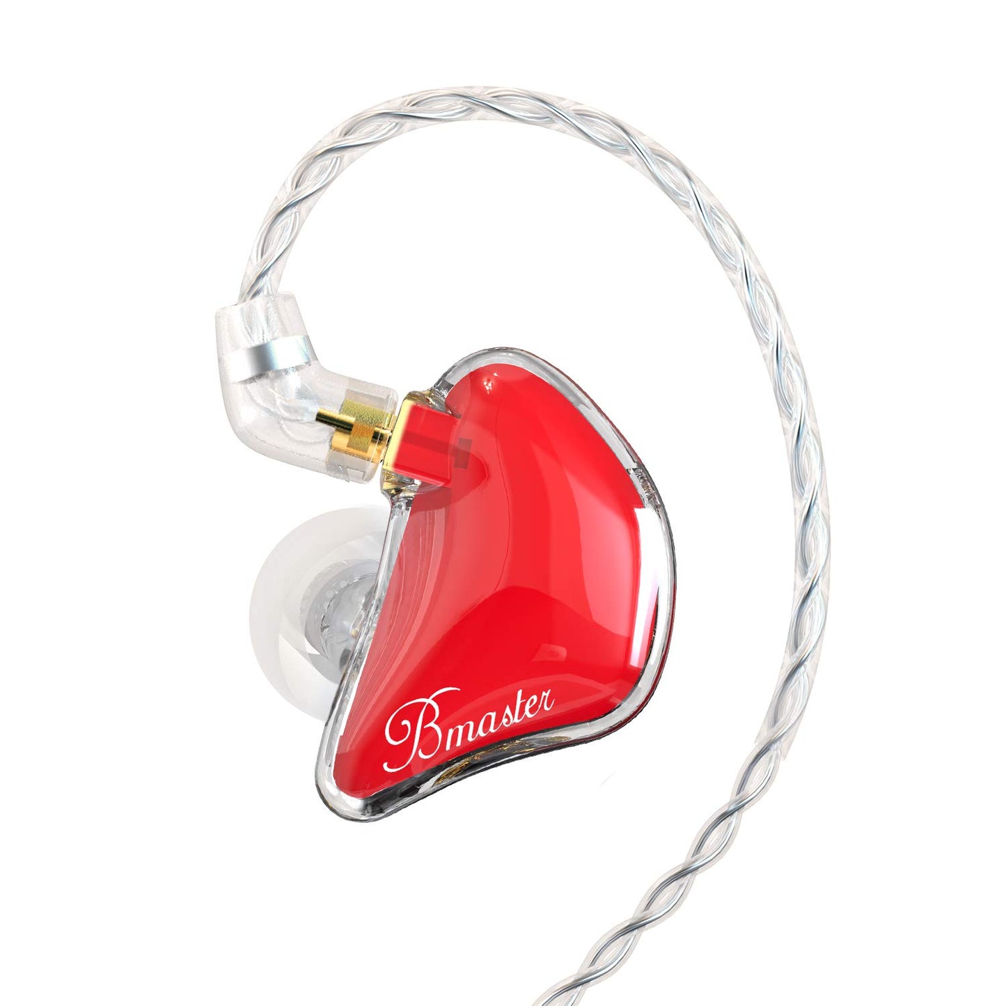 BASN Bmaster in Ear Monitor Musician Headphones Triple Drivers Dynamic Earbuds Sound Isolating Earphones with Two Detachable Audio & Mic Cables (Red)