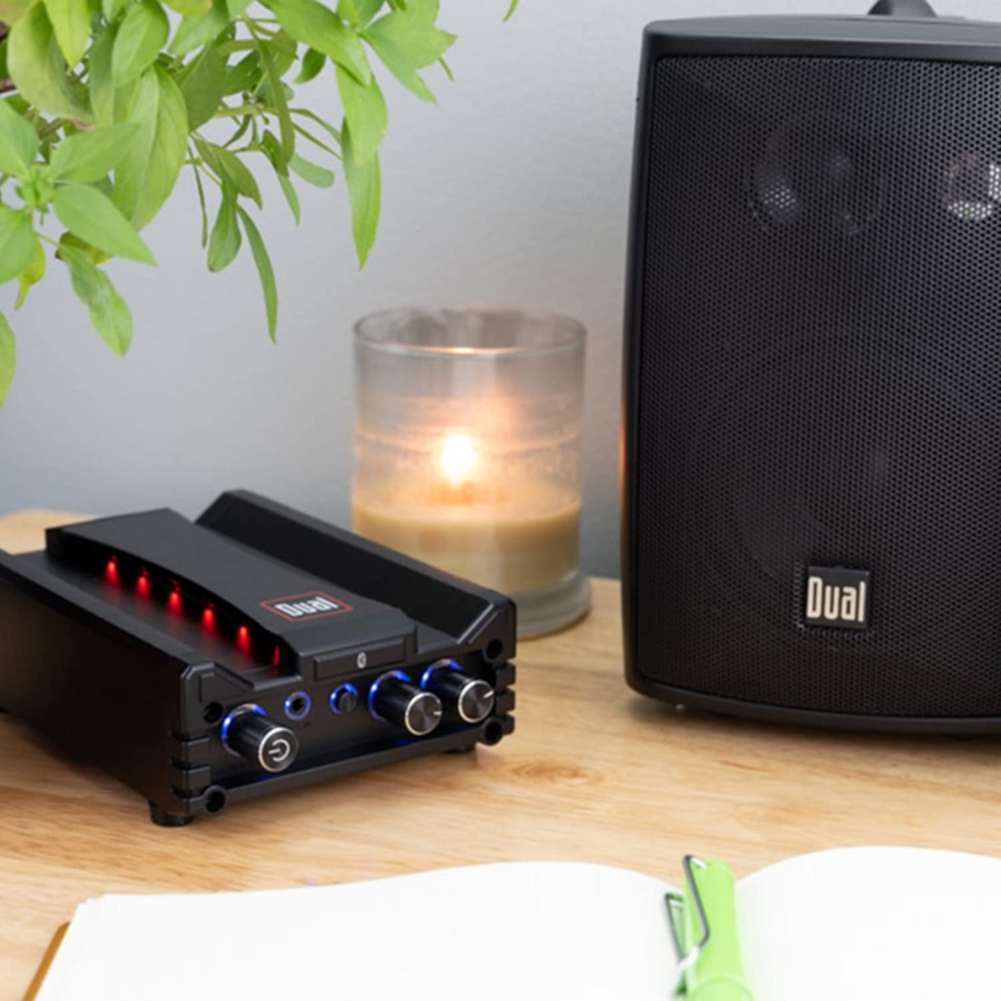 Dual Electronics DBTMA100 Black Micro 2 Channel Class-D Amplifier | 3.5 mm AUX Input | Stereo RCA Outputs | 100 Watts Peak Power | Up to 100ft