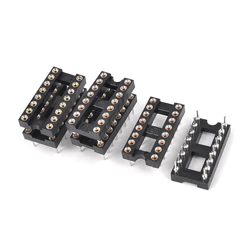 uxcell 6 Pieces 2.54mm Pitch 16 Round Pins Double Row DIP IC Socket Adapter Solder