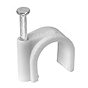 Conext Link 100 White Round Nail Cable Clips Ethernet Computer Wire TV Aerial RG6 Coax Cable (12mm? ?19167?