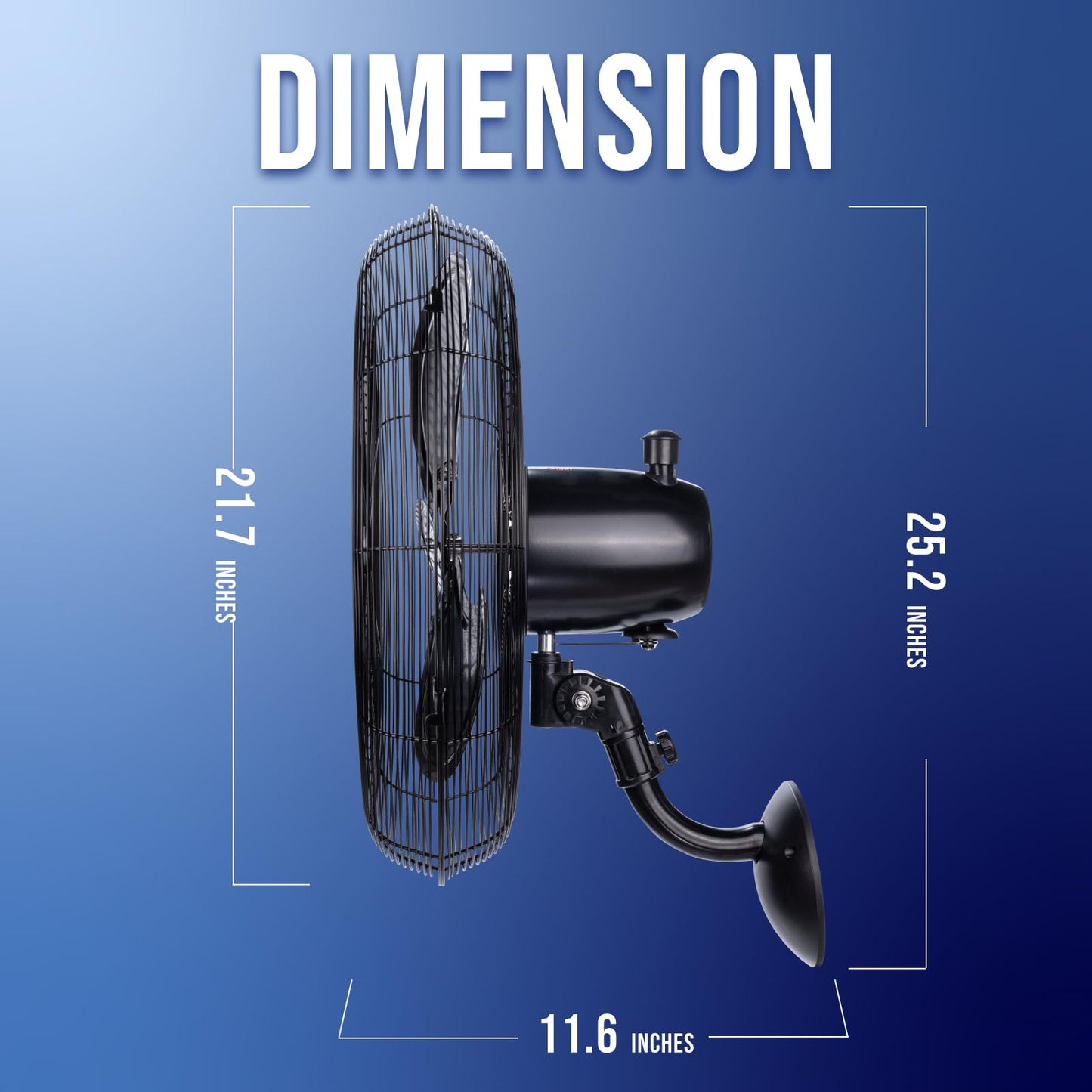 Tornado 20 Inch Pro Series High Velocity Oscillating Waterproof Outdoor Wall Mount Fan For Industrial, Commercial, Residential Use 3 Speed 5250 CFM UL