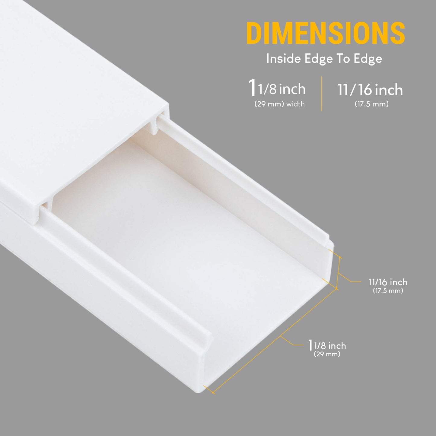 Set of Twelve 25-inch Cord Covers - 300-inch Total On-Wall Cable Management Kit for Wall-Mounted TV or Computer Cables by Simple Cord (White)