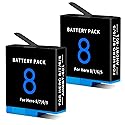1500mAh 2-Pack Battery Compatible for Hero 8/7/6/5 Black Official, Compatible with Hero 2018, AHDBT-801,AHDBT-501, 601-27537-000, 601-10197-000