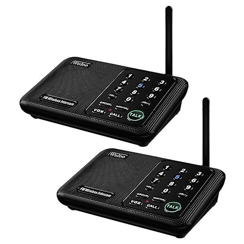 Wuloo Wireless Intercom System for Home 1 Mile Range 10 Channel 3 Code, Intercoms Wireless for Home House Business Office, Home Communication System