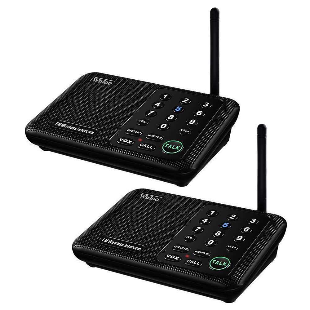 Wuloo Wireless Intercom System for Home 1 Mile Range 10 Channel 3 Code, Intercoms Wireless for Home House Business Office, Home Communication System