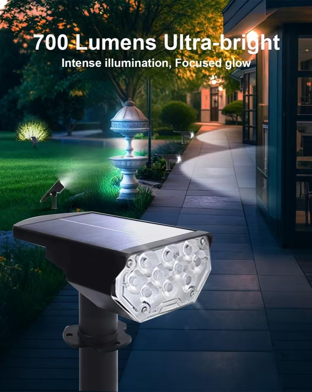 1 Pack Solar Spot Lights Outdoor Waterproof, 20 LEDs Bright Landscape Spotlights Dusk to Dawn, Cool White Adjustable Uplights for Yard Tree House