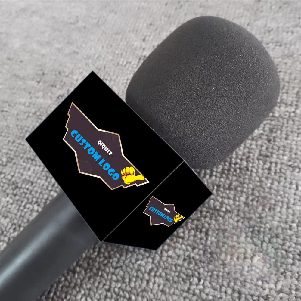 custom microphone logo cube mic flag Portable ABS Injection Molding Square Cube HD printed tempered film (black)