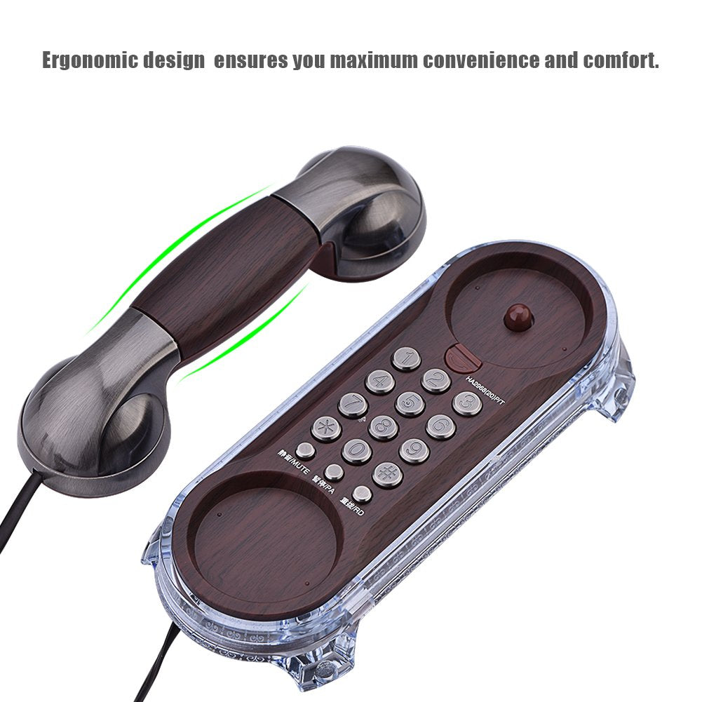 Office Retro Hanging Phone, 1PC Flash Antique Telephones Fashion Hanging Phone Caller Wall Mounted with Blue Backlight