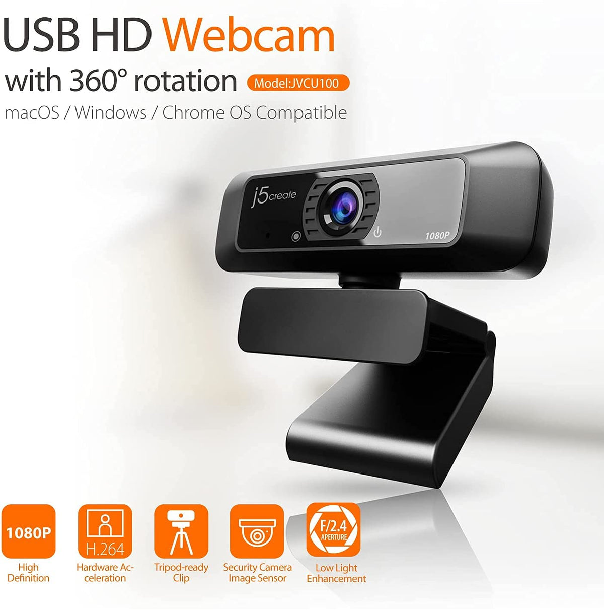 j5create USB Streaming Webcam - 1080P HD with 360° Rotation