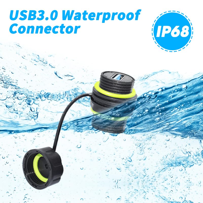 ELifeApply Waterproof Panel USB Connector, Waterproof IP68 USB 3.0 Panel Mount Connector, Female to Female, Bulkhead Extension Adapter, YPM20 2 PCS
