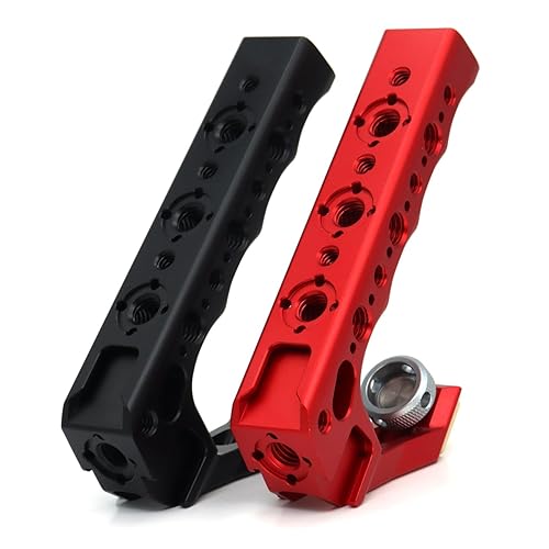 SZJELEN Universal Top Handle with 3/8" Screw Locating Pins for DSLR Camera Cage, with 3 Cold Shoe Adapters to Mount DSLR Camera with Microphone/LED