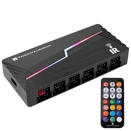 Thermalright ARGB and Fan HUB X12 IR Black Hub Controller Support 12 Groups of CPU Fans,3Pin PC ARGB Controller and 4Pin PWM Fan,SATA Power Cord