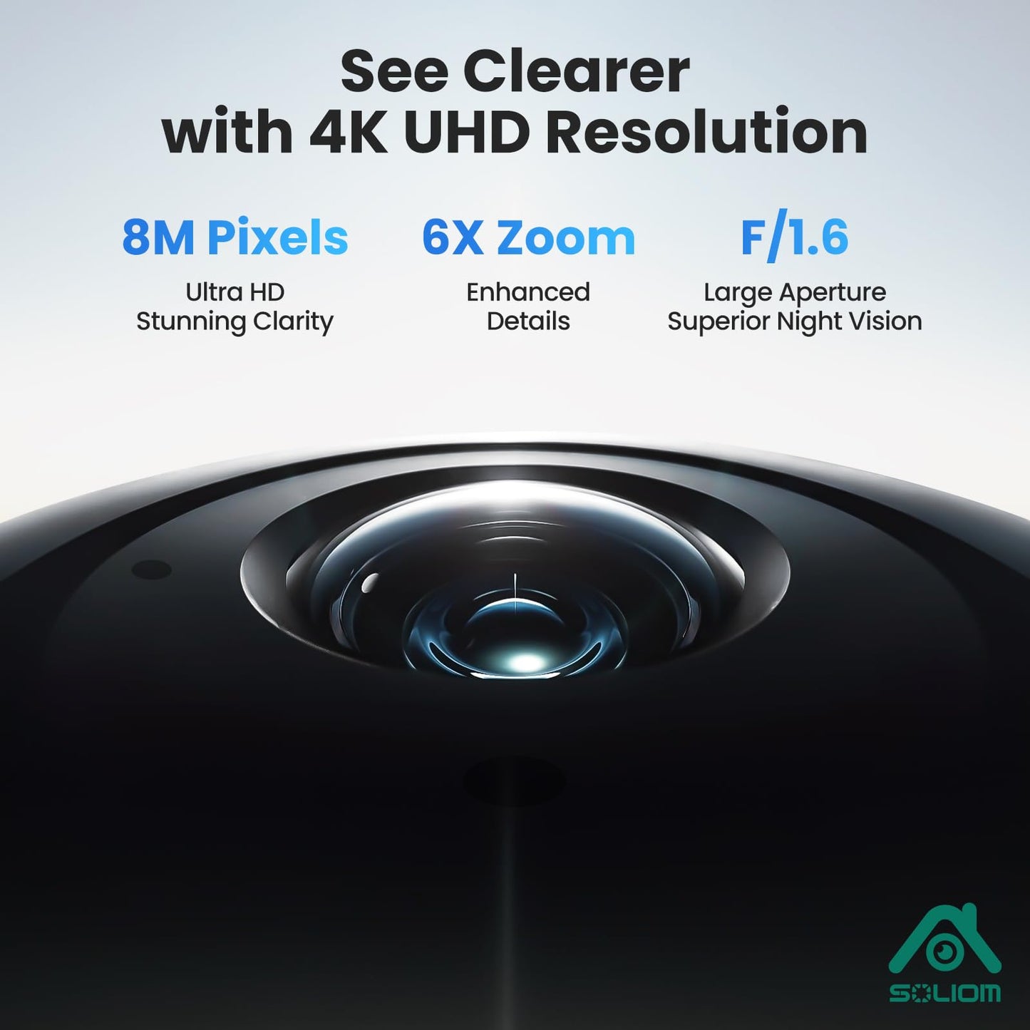 SOLIOM Security Cameras Wireless Outdoor,4K Ultra HD for Day and Night, No Subscription,Built in Radar,Solar Powered Cameras for Home Security, 360°