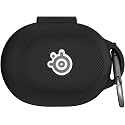 Geiomoo Silicone Case for SteelSeries Arctis GameBuds, Protective Cover with Carabiner (Black)