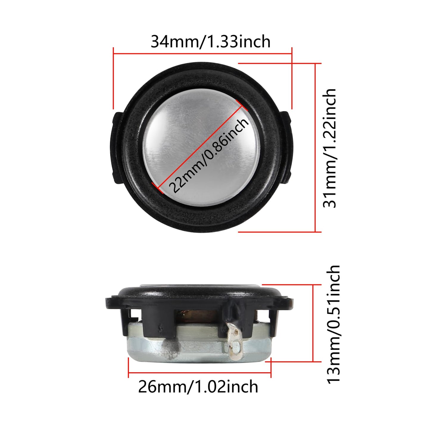 4pcs 4Ohm 3W Full Range Audio Speaker Replacement Stereo Loudspeaker Repair Magnet Electronic Speaker Compatible with JBL On Stage Crystal DIY (4Ohm