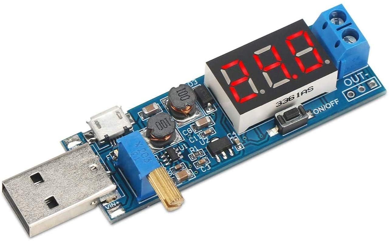 USB Buck Boost Converter 3.5V-12V to 1.2V-24V DC-DC Step Up Step Down Power Supply Module Voltage Regulator 5V to 3.3V 9V 12V 18V (5 Pack)