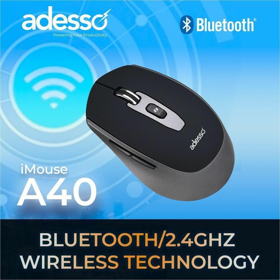Adesso iMouse A40 Wireless Mouse, Bluetooth and 2.4GHz Dual Mode