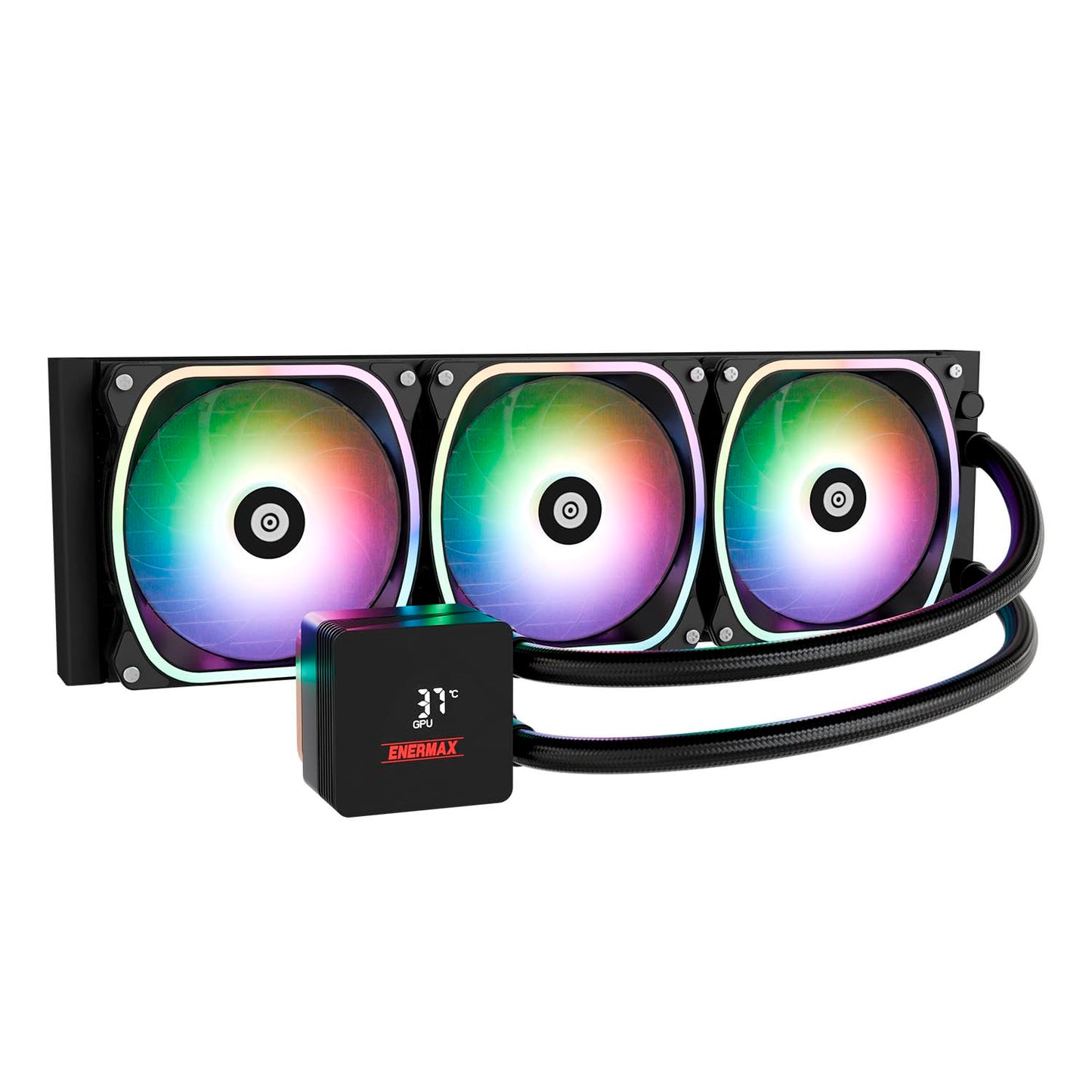 ENERMAX AquaFusion V2 360mm ARGB AIO CPU Liquid Cooler w/Digital Display, 3X 120mm PWM Fan 380W TDP, for Intel 1851/1700/1200/115X, AMD AM5/AM4