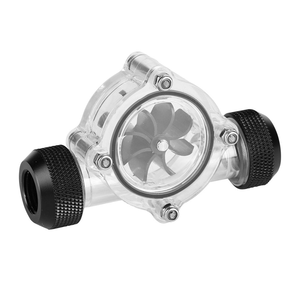 V BESTLIFE Cooling Flow Indicator, G1/4" Thread Port Female to Female Flow Meter Indicator for PC Water Cooling 8 Impellers (Black)