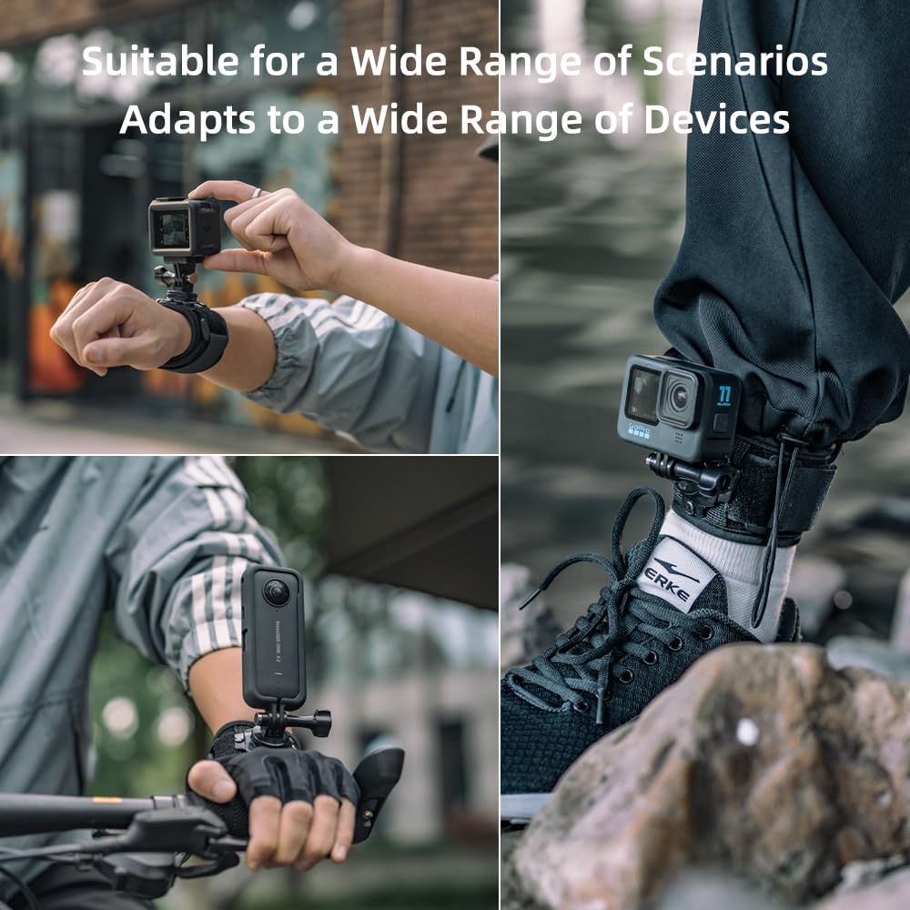 SOH Adjustable Wrist Strap Mount for GoPro 13/12/11/10/9/8, 360° Rotation Arm Mount Strap Compatible with DJI OSMO Action5 Pro/4/3, Insta 360 ONE RS