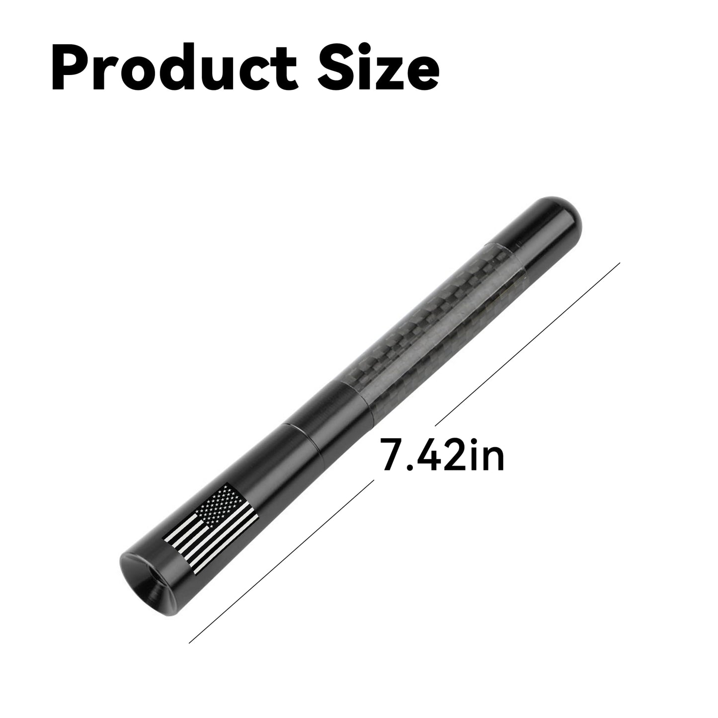 Couslcd Car Short Antenna, 4.7 Inch Carbon Fiber American Flag Aluminum Auto Radio Antenna for AM/FM Reception, Universal Replacement Car Antenna