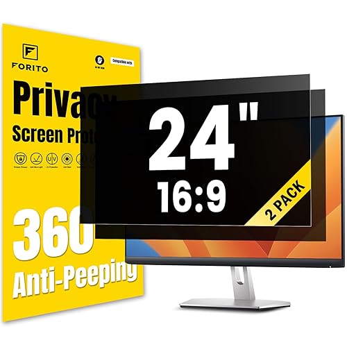 F FORITO 2-Pack 24 Inch 16:9 Privacy Screen Protector for Computer Monitor, Removable Eye Protection Anti Blue Light Anti Glare Computer Screen