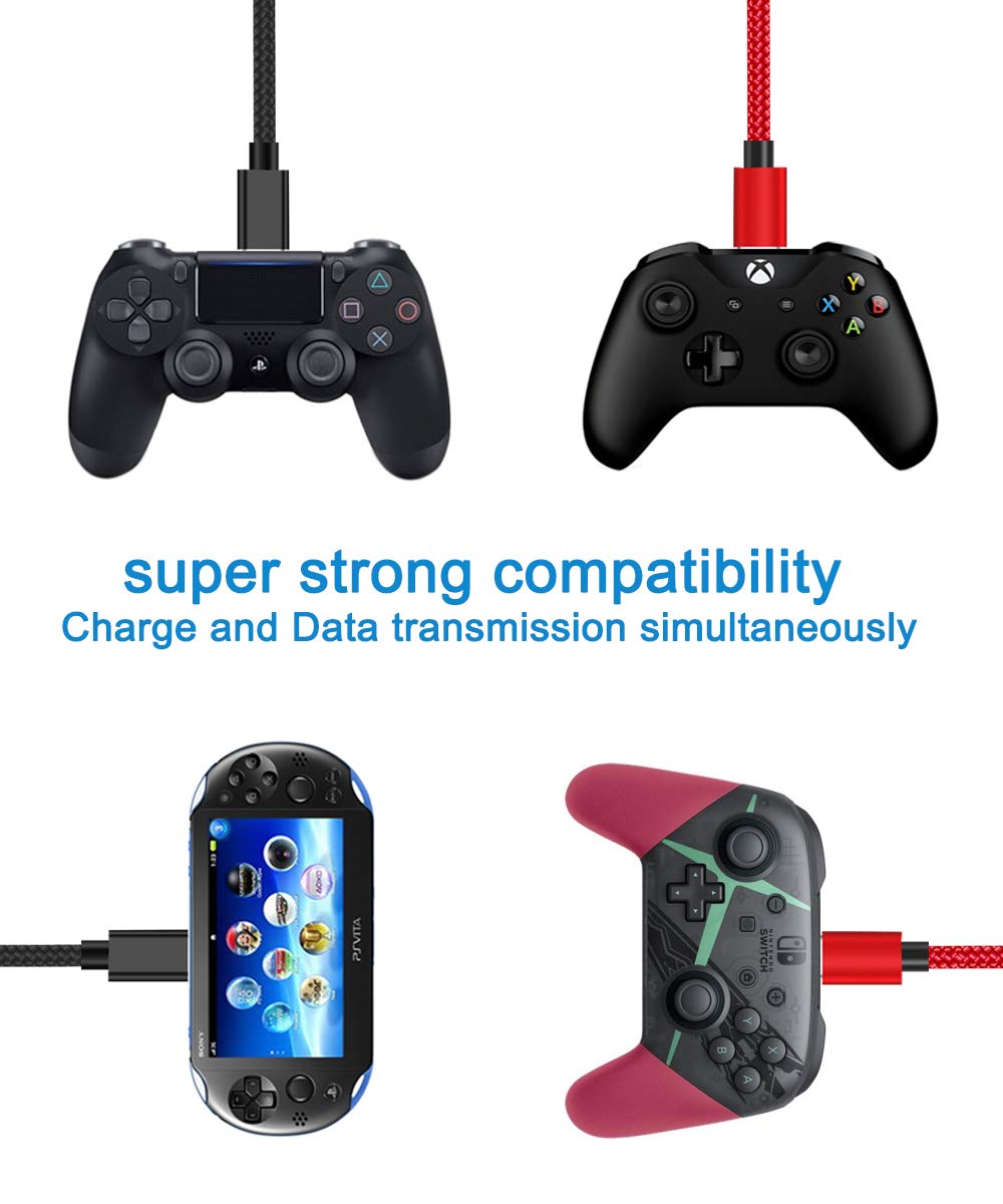 PS4 Controller Charger Cable for Xbox One Controller,PS4 Charging Cable Dualshock 4 Controller,PS4 Vita Slim Pro Play,Micro USB Cable Data Wire