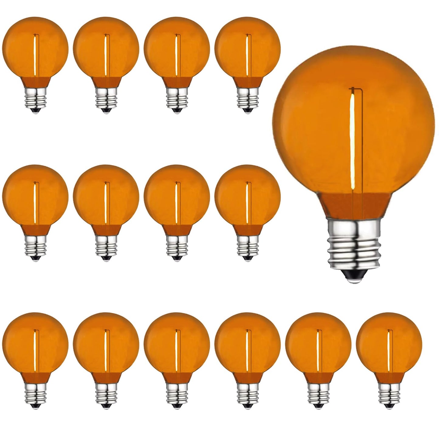 LRSUEYSKIN G40 Orange LED Replacement Bulb 1W Decorative Light Bulbs Shatterproof Waterproof LED Outdoor String Lights Night Light E12/C7 Candelabra
