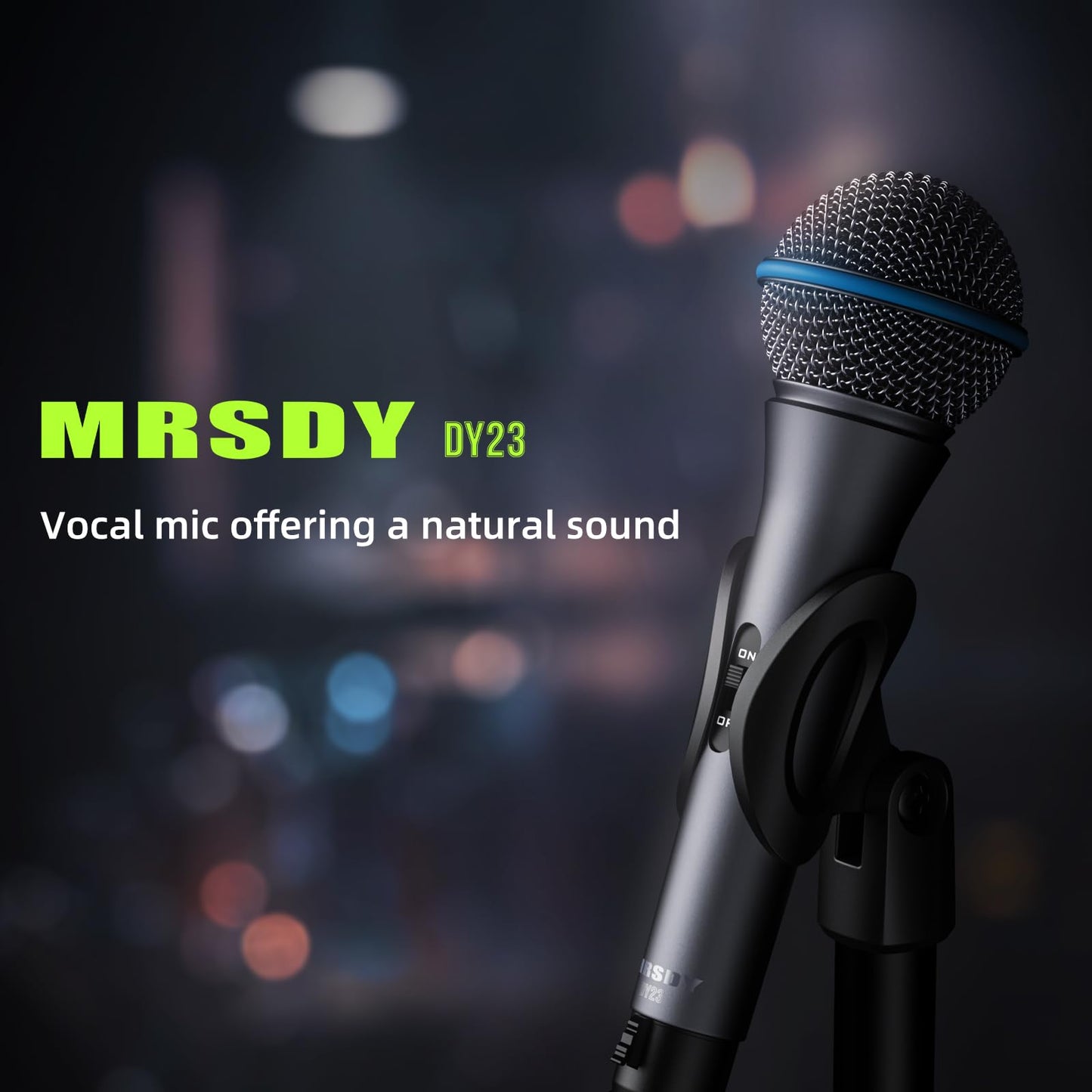 MRSDY Wired XLR Microphone, Metal Handheld Cardioid Dynamic Mic for Singing, Stage, Studio, Karaoke, with On/Off Switch, 16.4ft XLR Cable, Pouch