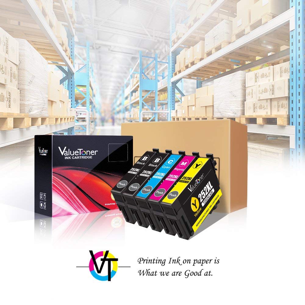 Valuetoner Remanufactured Ink Cartridges Replacement for Epson 252 252XL to use with Workforce WF-7710 WF-7720 WF-3620 WF-3640 WF-7210 WF-7610 WF-7620