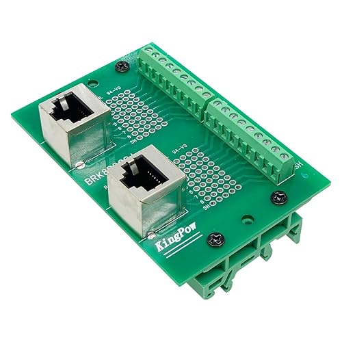 Jienk RJ45 8P8C DIN Rail Mount Ethernet Connector Breakout Board, Two Way RJ45 Vertical Jack Terminal Block Connector with C45 DIN Rail Clips