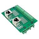 Jienk RJ45 8P8C DIN Rail Mount Ethernet Connector Breakout Board, Two Way RJ45 Vertical Jack Terminal Block Connector with C45 DIN Rail Clips