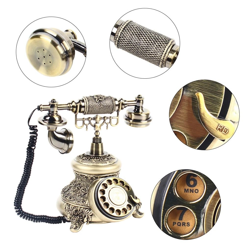 Vintage Phone for Home Office,Landline Telephone Old Fashion Antique Phone with Volume Controllable, Classic Old School Telephones for Home Office