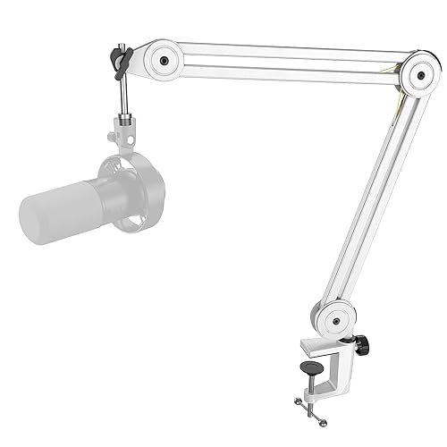 FIFINE Microphone Boom Arm Stand, Metal Heavy Duty Mic Stand, Scissor Suspension Adjustable Boom Arm for Podcast Recording Streaming Gaming, with Desk