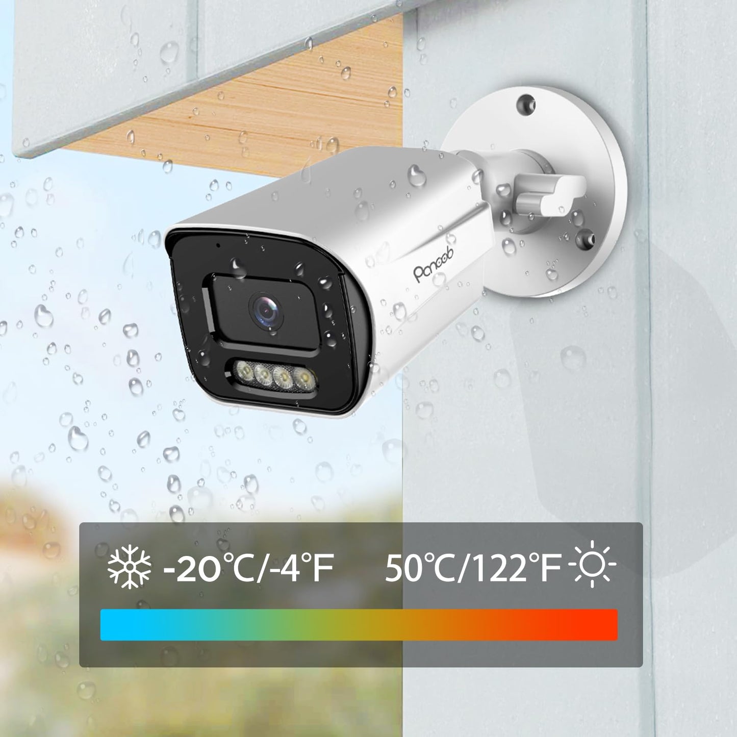 PANOOB 5MP IP Bullet PoE Camera with Smart Dual Lights Full Color Night Vision, Wired HD Video Surveillance Security Camera Outdoor, 2-Way Audio Talk