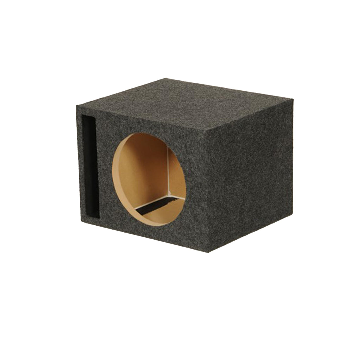 Q Power Single 12-Inch Vented Heavy Duty Subwoofer Enclosure with 1-Inch Thick MDF Face and Gold Tipped Spring Loaded Terminal Charcoal Grey
