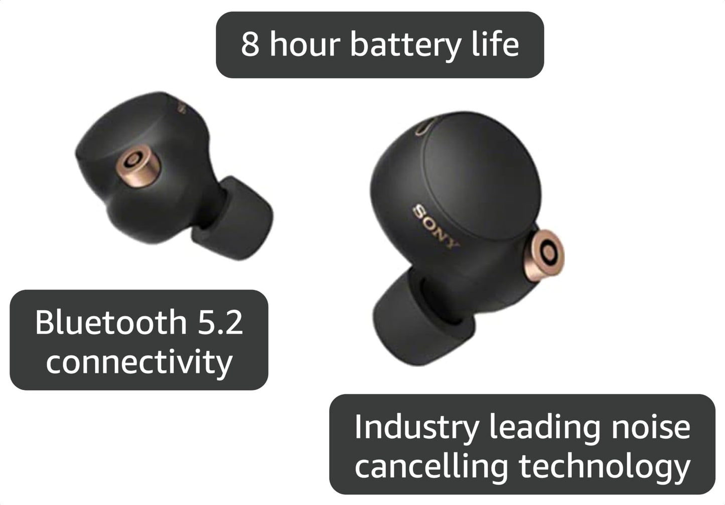 Sony WF-1000XM4 Noise Canceling Wireless Earbud Headphones - Black (Renewed)
