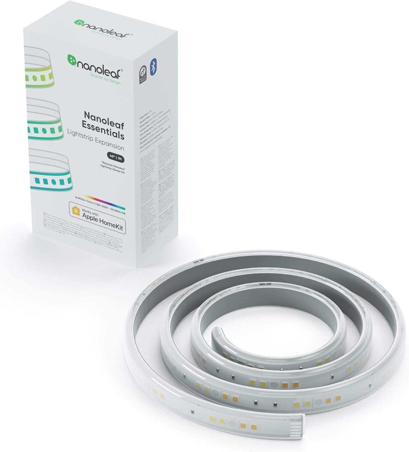 Nanoleaf Essentials Bluetooth Thread & WiFi Smart RGBCW 16M+ Color LED Cuttable Lightstrip 40" (1M) Extension.
