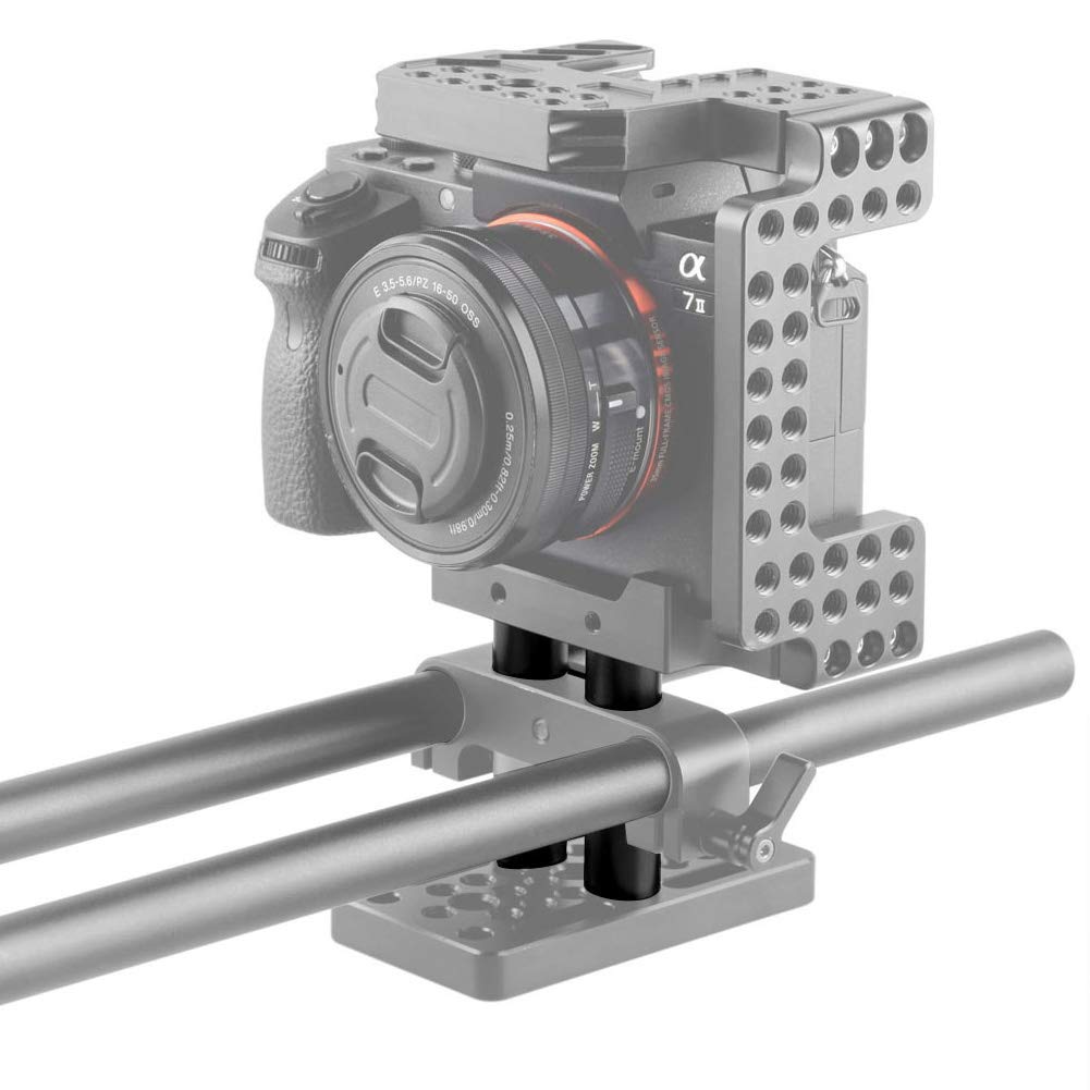NICEYRIG 2.5 Inch 15mm Rod with 1/4’’-20 Threaded Holes for 15mm Railblock Support, Clamp Mount - 027