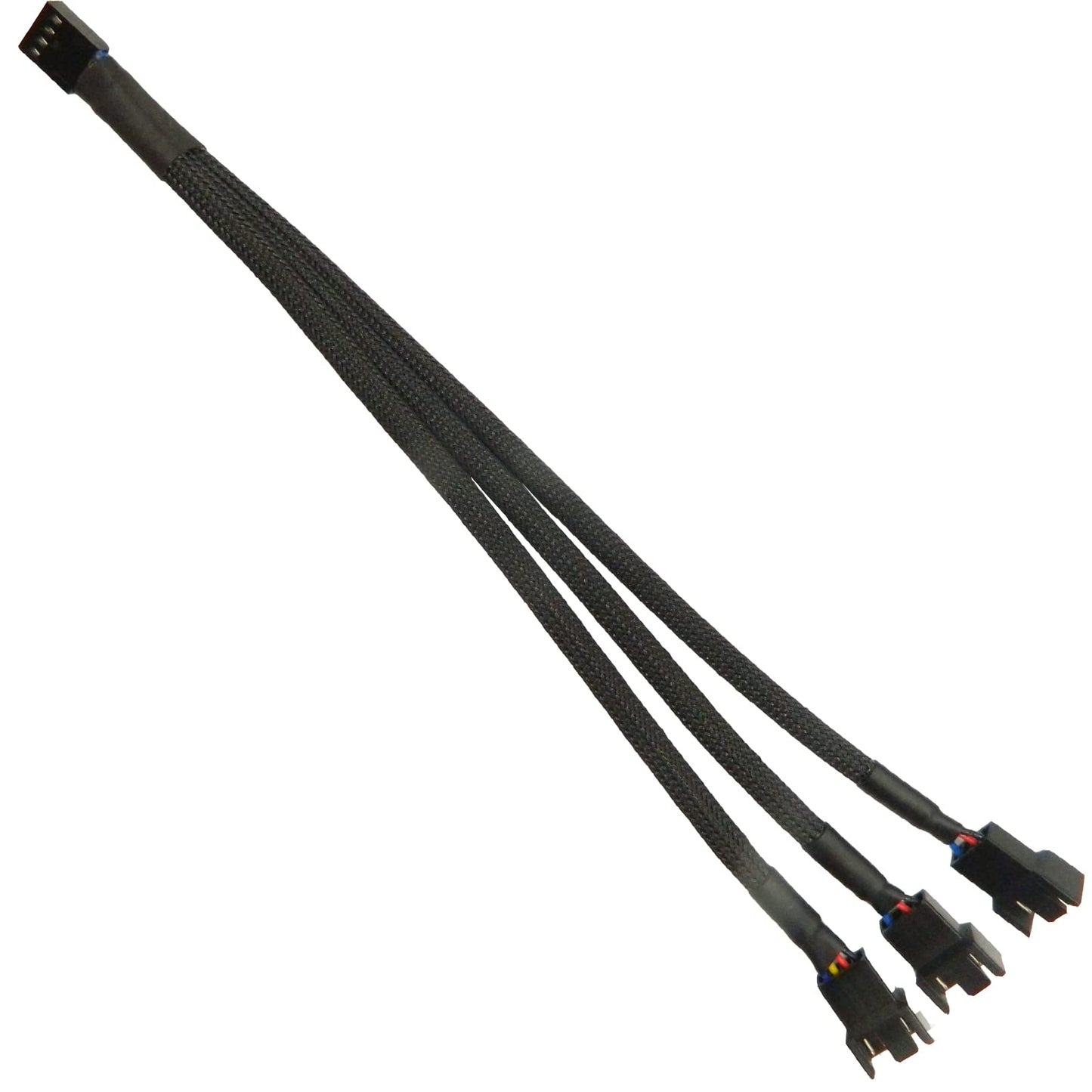 4 Pin PWM Fan Splitter Cable Black Sleeved Case Fan Braided Adapter Cable 1 to 3 Converter Y Splitter for Computer PC CPU Cooling Fan ATX Case