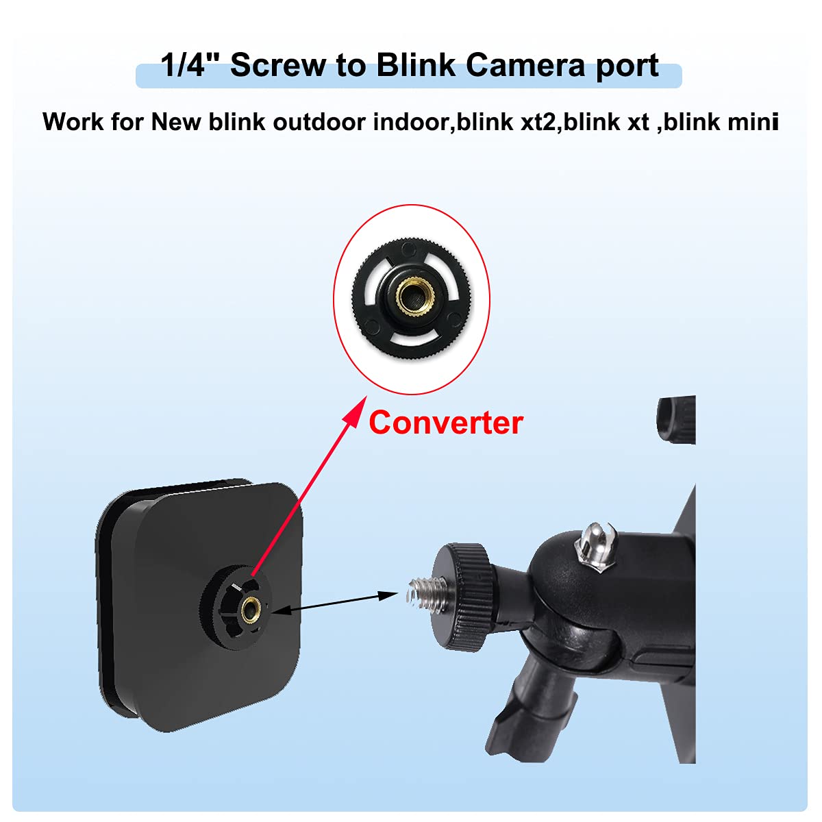 MANWU Mount Bracket Adapter Converter Connector for All-New Blink Outdoor Indoor XT2/XT Security Camera,Attachment that Holds Blink Camera to 1/4"