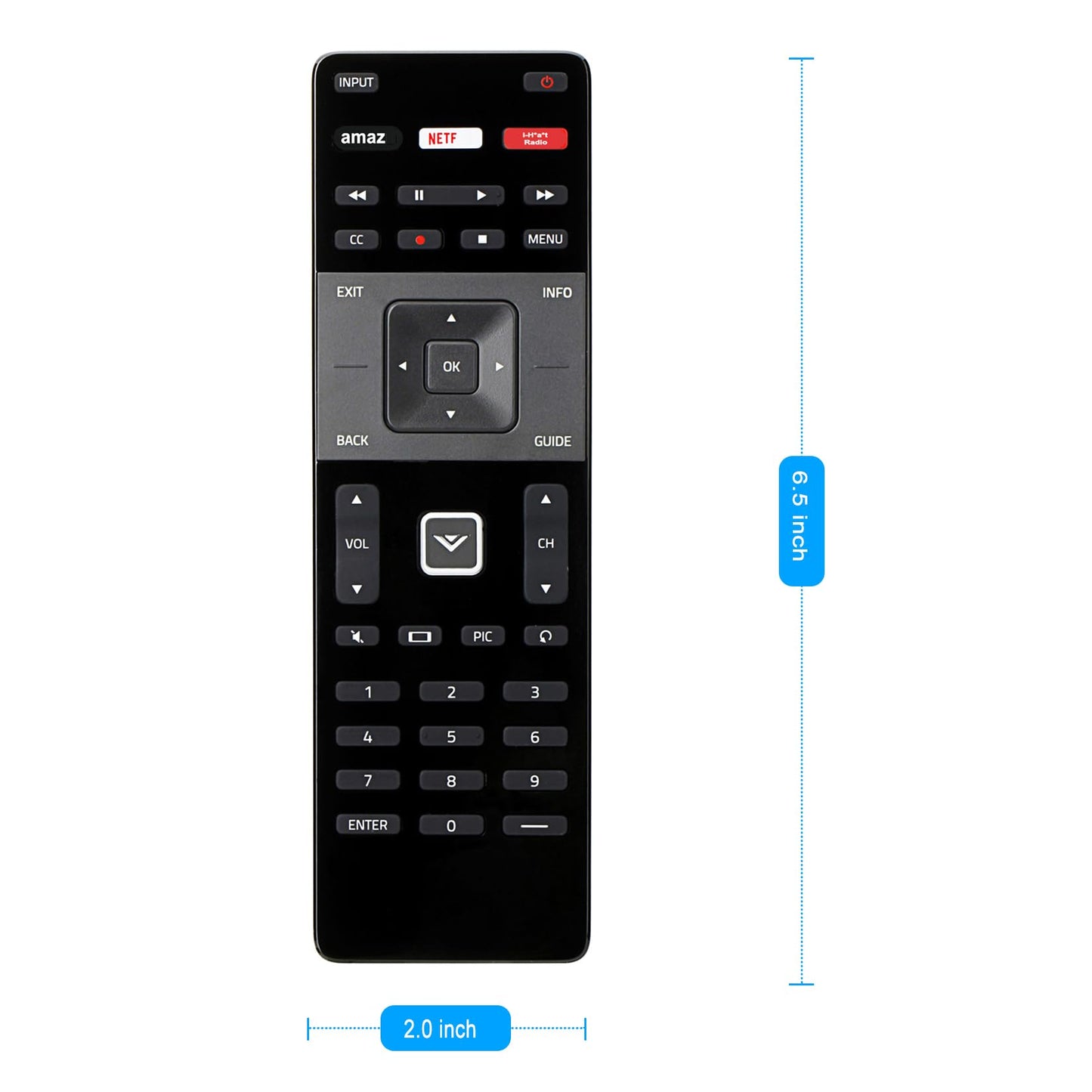 XRT122 Replace Remote fit for Vizio TV D43f-E2 D32f-E1 D39f-E1 D43f-E1 D48f-E0 D50f-E1 D55f-E0 D55f-E2 E40C2 E65x-C2 E55-C2 D48-D0 E55-C1 E550i-B2