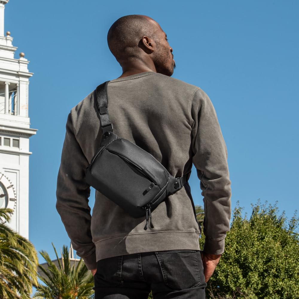 Peak Design Everyday Sling 3L, Black, Padded Adjustable Shoulder Strap for Crossbody or Waist Carry, FlexFold Divider, Ideal for Carrying Cameras or