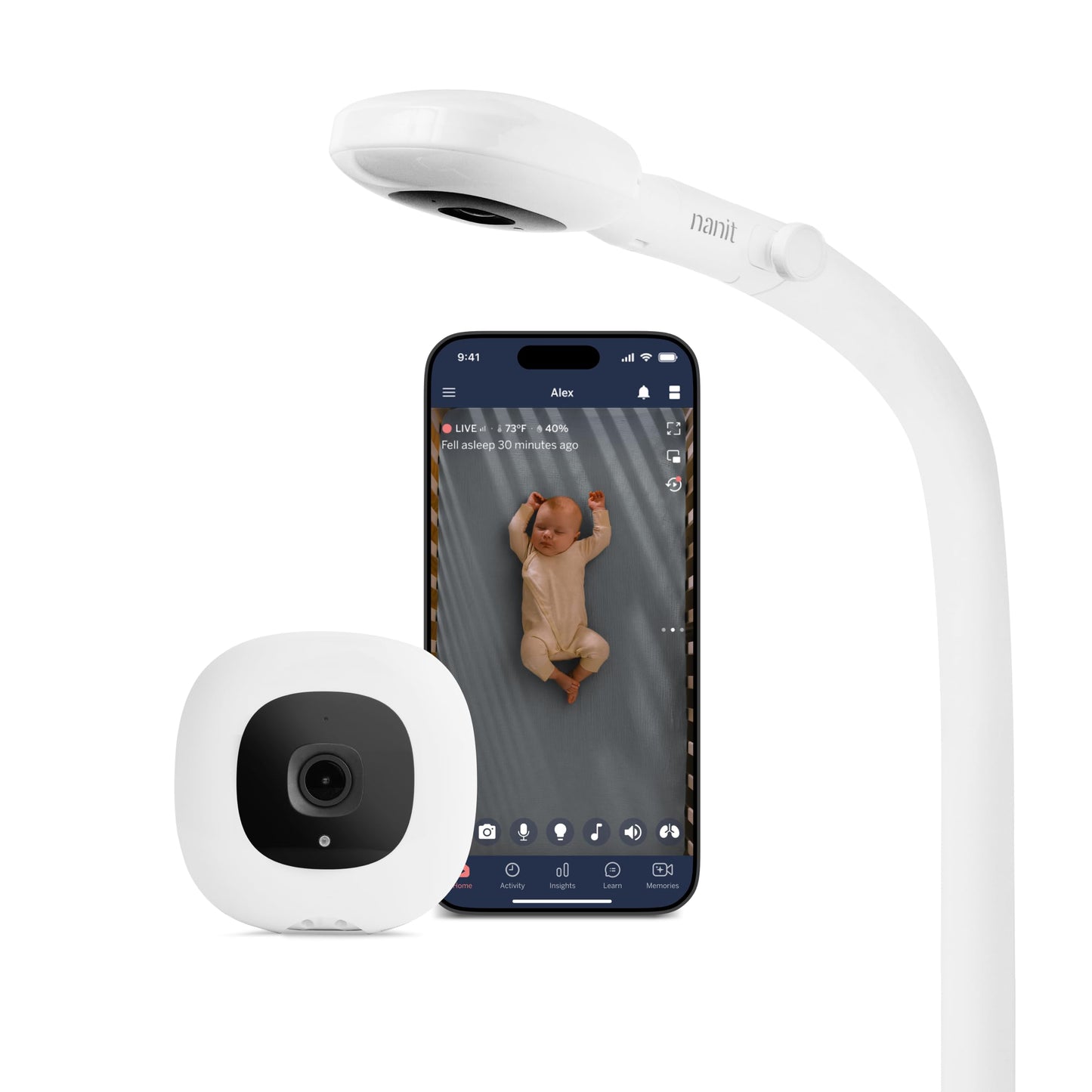 Nanit Pro Smart Baby Monitor - Camera & Floor Stand - 1080p Wi-Fi Video Camera, 2-Way Audio, See Your Baby from Anywhere, Sound/Motion/Cry