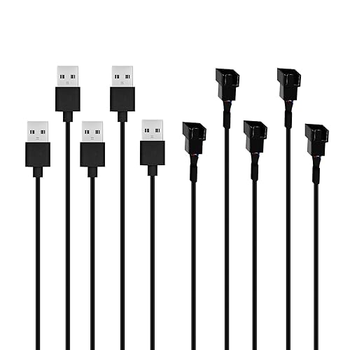 5Pcs USB to 3Pin PWM PC Fan 5V USB Sleeved Fan Power Adapter Cable, USB to 3 Pin Case Fan Computer Cooler Cooling Fan Power Cable (11.8inch 30cm)