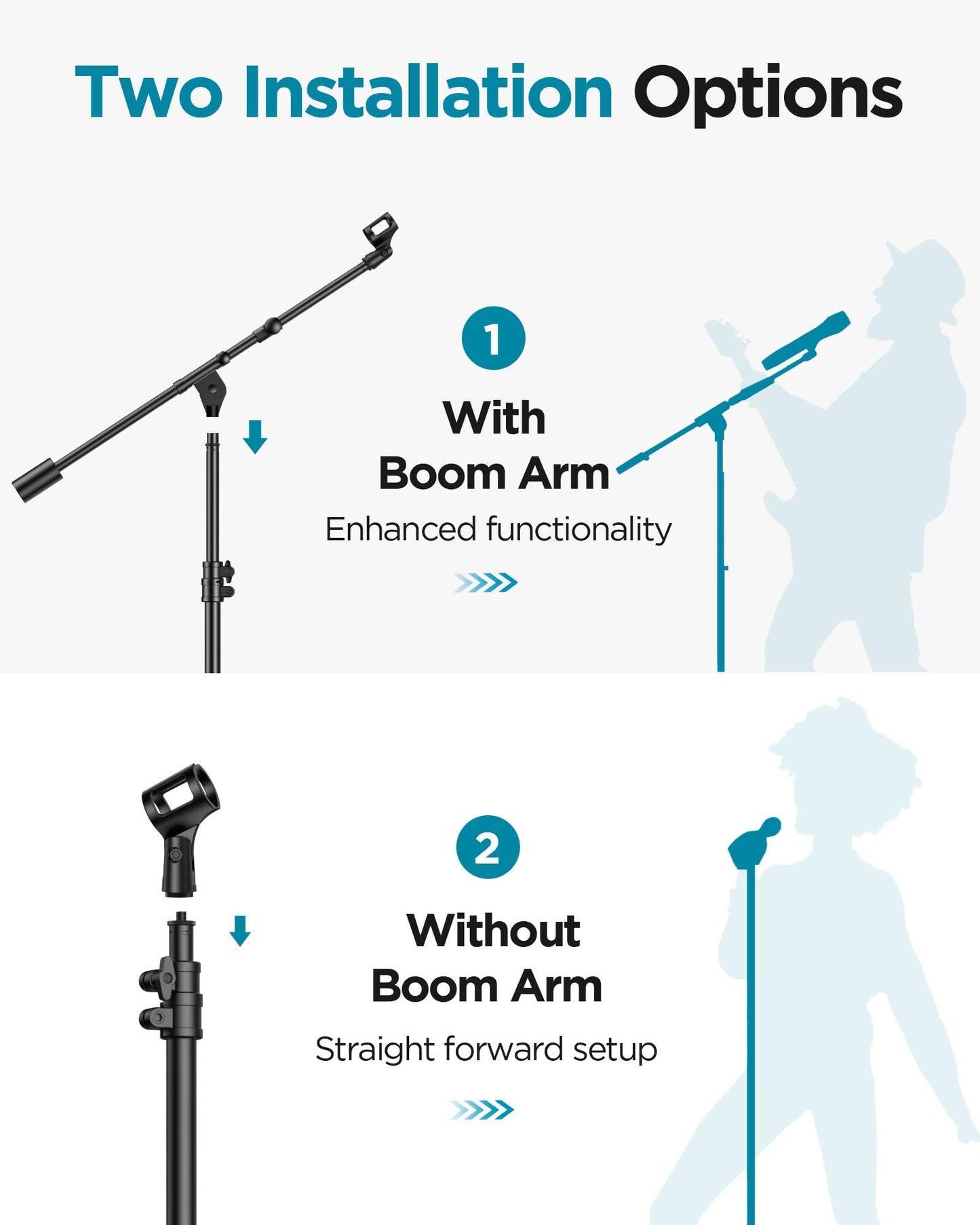InnoGear Mic Stand, Max Height 82.28" Microphone Stand Floor Detachable Boom Mic Arm Stands with Weighted Base for Blue Yeti HyperX QuadCast Shure