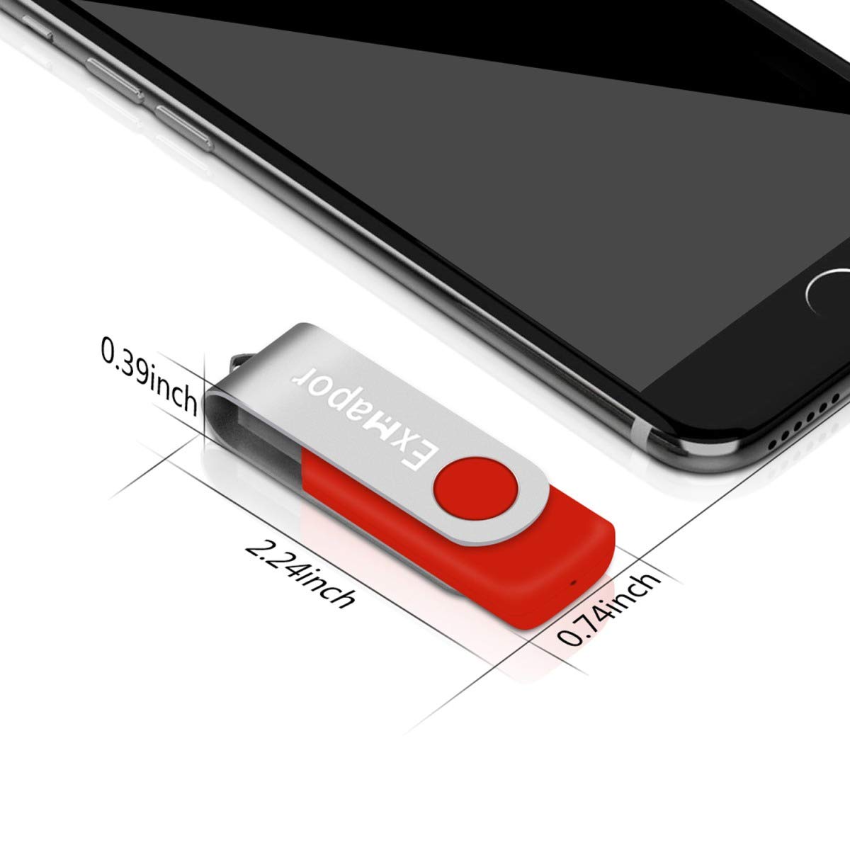 USB Flash Drive 32GB Exmapor USB Drive Swivel Thumb Drive Bulk Memory Stick with LED Indicator 10 Pack(Mixed Colors: White, Green, Red, Blue, Black)