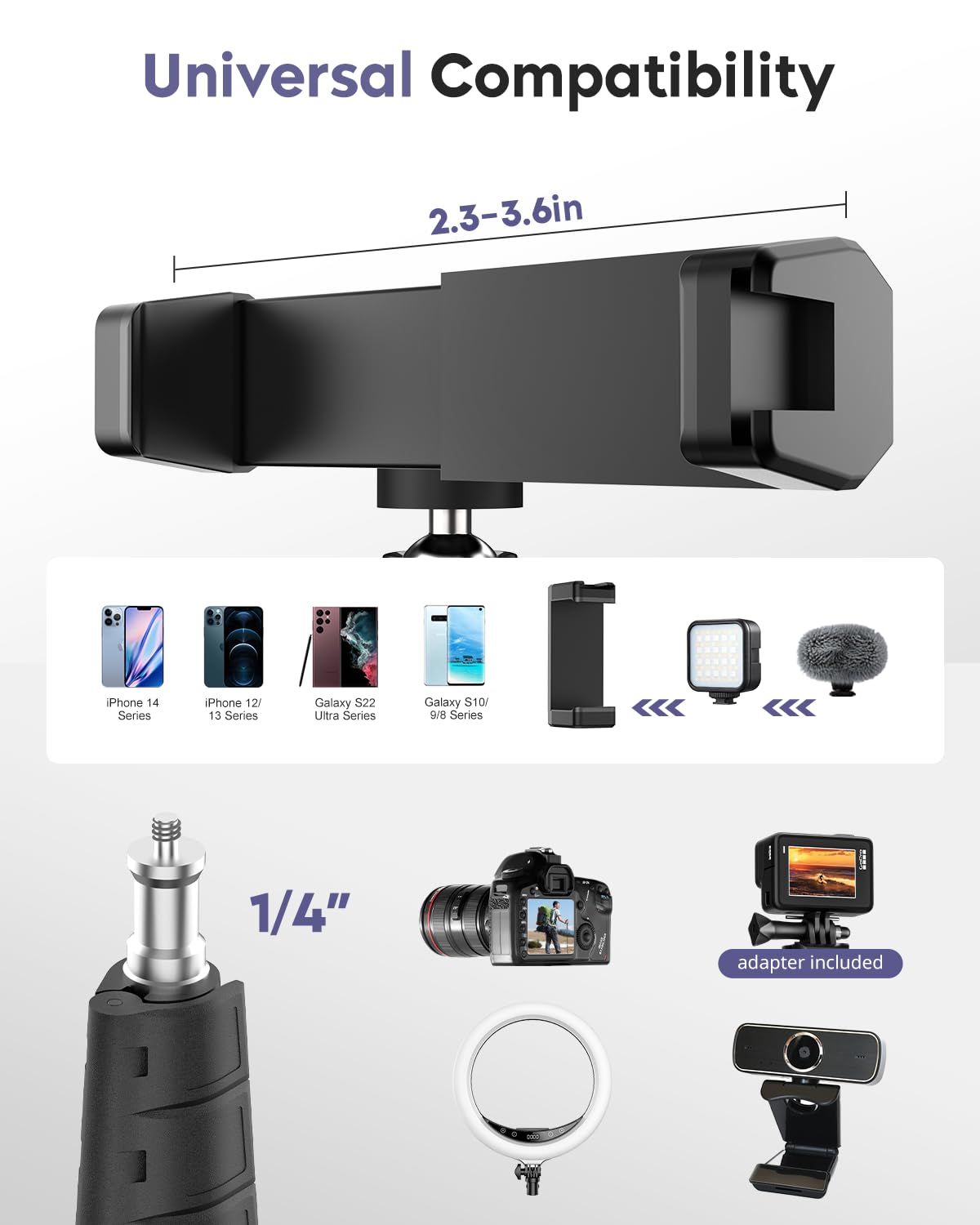 Aureday Phone Tripod, 92" Cell Phone Stand with 15" Gooseneck, Remote and Phone Holder, Overhead & Selfie Stick for Recording/Watching/Vlog