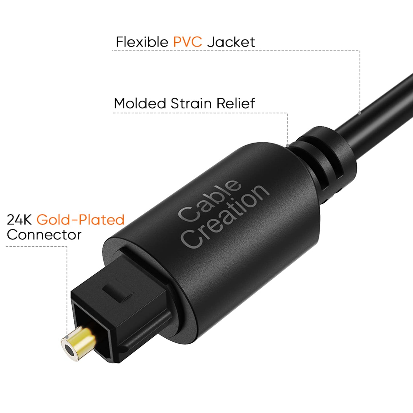 CableCreation 24FT Digital Fiber Optical Toslink Cable Gold Plated for Home Theater, Sound Bar, TV, PS4, Xbox, VD/CD Player,Blu-ray Players,Game
