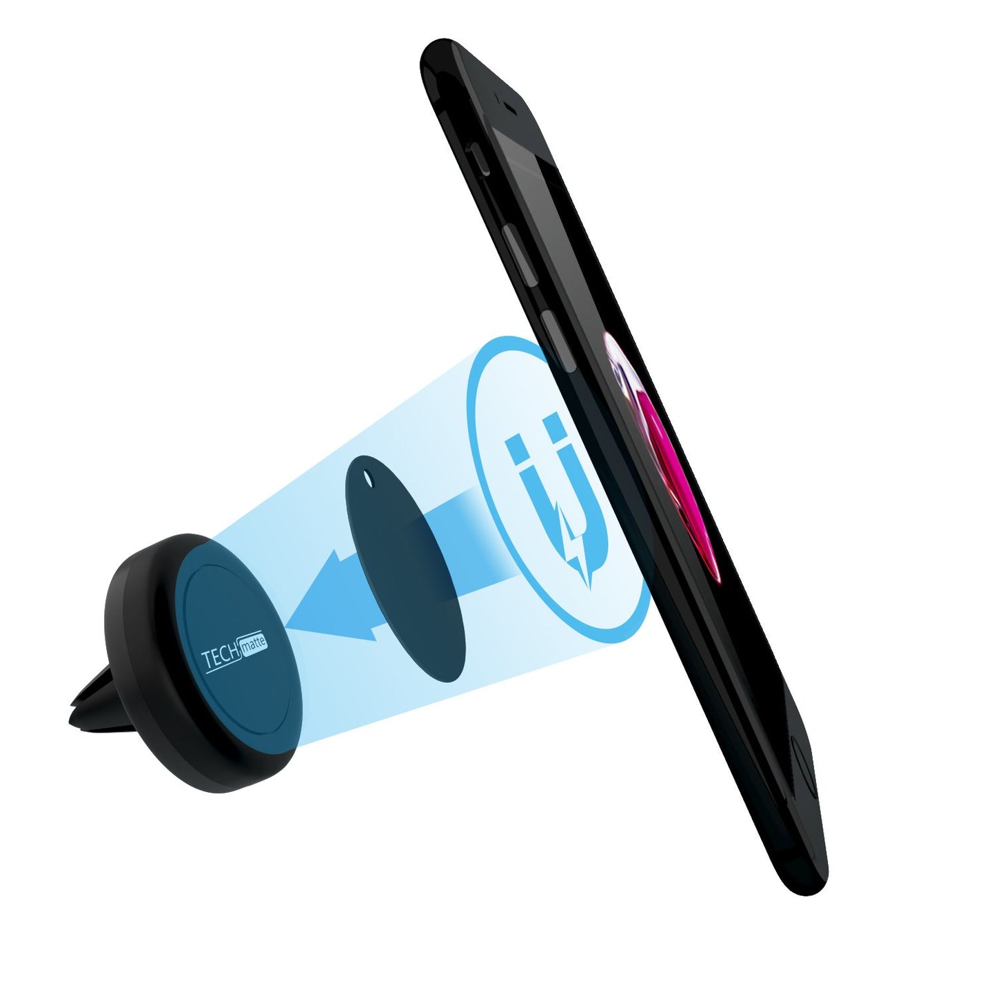 TechMatte Magnetic Car Phone Mount (2-Pack) - Universal Air Vent Magnetic Phone Mount Holder (2-Pack, Black)